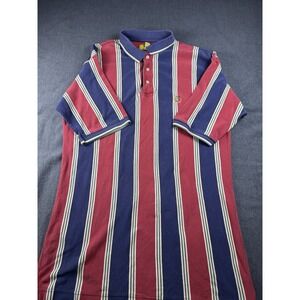 Vtg Duck‎ Head Polo White Green Stripes Short Sleeve Large